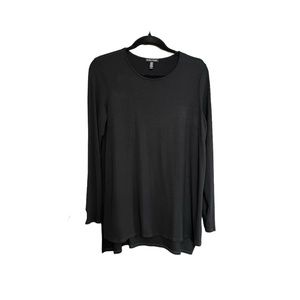Eileen Fisher Black Long Sleeve Knit Top, Medium